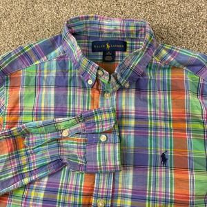 Ralph Lauren Boys XL Plaid Button Down Shirt Long Sleeve Casual Cotton Preppy